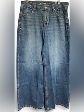 American Eagle Outfitters Strigid low rise ultra wide leg Jean size 8 long NWT